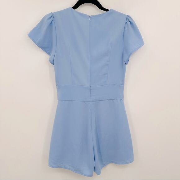 Superdown | Revolve Penny Deep V Romper In Light Blue Size Small - Picture 3 of 6